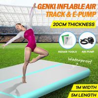 Gymnastics Airtrack Exercise Mat Air Track Inflatable Gym with Electric Pump 5x1x0.2m Green