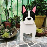 White French Bulldog Flower Pot, French Bulldog Flower Pot, Dog Shaped Succulent Flower Pot, Animal Shaped Succulent Vase For Home Garden Office Desktop Decoration