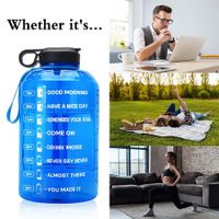 3.7L Leak-Proof Bpa-Free Water Bottle (Retractable Straw), Large Water Bottle Time Stamp Remind You Drink Water, Outdoor
