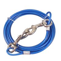 Stainless Steel Pet Dog Tie Out Cable - Double Head Dog Leash Camping Outdoor Tie-Out Cable for Medium Large Pet Dogs (5m/16Ft, Blue)