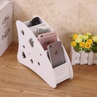 4 Compartments Remote Control Organizer,SourceTon White TV Remote Holder with 4 Spacious Compartments