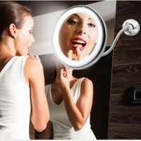 360 Degree Rotation 10X Magnifying Makeup Mirror My Flexible Mirror Folding Vanity Mirror with LED Light Makeup Tools