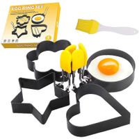 4 Pack Nonstick Egg Maker Mold with Silicone Handle for Frying Eggs, Griddle Sandwiches, Omelet and Burger