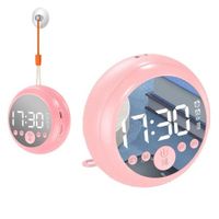 Z2 bluetooth 5.0 Speaker Mirror Dual Alarm Clock HIFI Stereo Mini Round Shape Subwoofer(Pink)