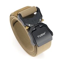 Tactical Belt, Military Hiking Rigger 1.5" Nylon Web Work Belt with Heavy Duty Quick Release Buckle 125 CM - Khaki