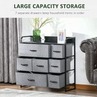 Chest of 7 Drawers Bedroom Dresser Organizer Unit Clothes Storage Tower Fabric Grey