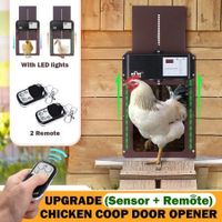 Petscene Automatic Chicken Coop Door Opener Kit LED Lights Timer Light Sensor Remote Waterproof