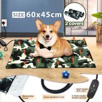Electric Pet Heat Pad Heated Heating Mat Blanket Dog Cat Bed Timer Thermal Protection 60x45cm with 2 Cloth Covers