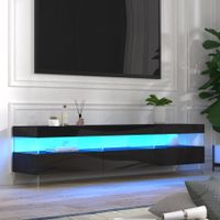 Black LED TV Stand Unit Storage Cabinet Entertainment Console High Gloss Front 3 Drawer 