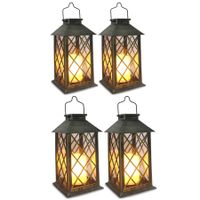 Solar Lantern,Outdoor Garden Hanging Lanterns,Set of 4,14 Inch Waterproof LED Flickering Flameless Candle Mission Lights for Table,Outdoor,Party Decorative
