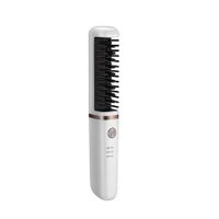 Hairdressing Hot Air Combs Cordless Hair Straightener Curler Heating Hair Brush - White