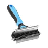 Pet Grooming Brush, 2 in 1 Deshedding Tool And Undercoat Rake Dematting Comb for Mats And Tangles Removing