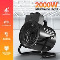 2 in 1 2000W Portable Electric Heater Industrial Fan Heater Freestanding Carpet Dryer with SAA Black