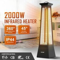 Maxkon 2000W Infrared Tower Heater 360 Degree Carbon Fibre Instant Heat Indoor Outdoor Electric Patio