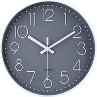 12 Inch Non-Ticking Wall Clock for Home/Office/School/Kitchen/Bedroom/Living Room (Gray)