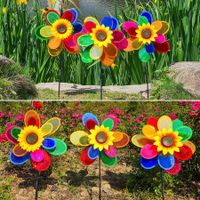 2 PCs Garden Windmills, Sunflower Windmills Lawn Decorations, 12 Inch Rainbow for Yard and Garden, Outdoor Lawn Ornaments