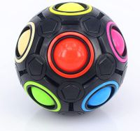 Rainbow Ball Magic Cube Puzzle Toy Magic Rainbow Ball Cube Brain Teaser with 11 Rainbow Colors(Black Version)