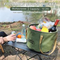 20L Portable Folding Multifunctional Collapsible Water Bucket for Outdoor Camping Hiking Car Washing Color Army Green
