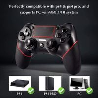 PS4 Controller Wireless Bluetooth Gamepad, Touch Panel Gamepad USB Cable with Dual Vibration and Audio Function Anti-Slip Grip for Plays 4/Pro/Slim/PC (Black Red)