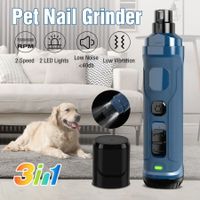 Cat Nail Clipper Electric Dog Claw Grinder Pet Toenail Trimmer Filing Tool 2 Speeds Quiet Vibration 3.6V 2 LED Lights