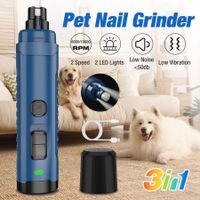 4.8V Pet Electric Nail Grinder Dog Cat Claw Clipper Trimmer 2 Speeds Quiet Vibration 2 LED Lights