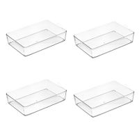 4 Pack Stackable Pantry Organizer Bins,for Kitchen, Freezer, Countertops, Cabinets - Plastic Food Storage Container with Handles for Home and Office 29.8*20*6.2 CM