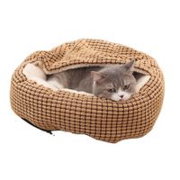 Dog Bed Cat Bed with Hooded Blanket Orthopedic Puppy Pet Bed Dog Burrow Cat Cave - Anti-Slip Bottom 19.6 Inch Brown