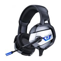 Gaming Headset with 360 Adjustable Noise Canceling Microphone, LED Light and Memory for PS4, PS5, PC (Black Gray)