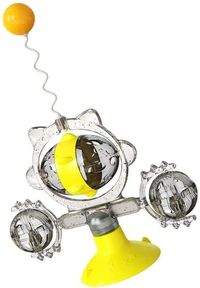 Interactive Rotating Cat Toy Leaky ball spinner teaser Indoor Turntable Cat Plaything with Suction Cup and Cat Teaser Stick