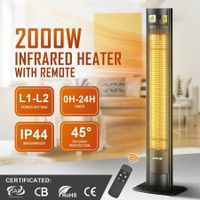 Maxkon 2000W Carbon Fibre Infrared Heater Instant Heat Freestanding Outdoor Patio with Remote Control