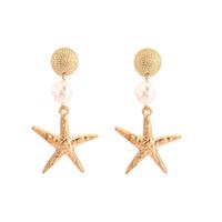 Color Sea Star Starfish Shell Pearl Long Drop Dangle