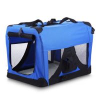 Soft Dog Crate Cat Carrier Portable Pet Travel Cage Foldable Kennel Waterproof Royal Blue M