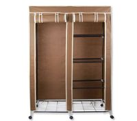 Non-woven Cover Steel Tube Storage Wardrobe 4-level Storage with Drape - Brown - NWD-118coffee