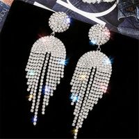 Long Tassel Crystal Drop Earrings