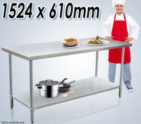 Kitchen Food Prep Table Cater Work Bench Stainless Steel W/Adjustable Feet 1524mm x 610mm