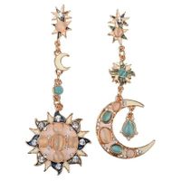 Moonstone Gem Moon Star Shiny Crystal Earrings