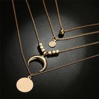 Four-layer Choker Crescent Moon Pendant Necklace