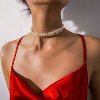 Multi Layer Round Pearl Choker Necklace