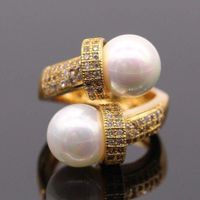 Micro-inserts Jewelry Cubic Shell Pearl Ring