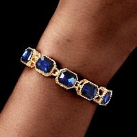 13mm Iced Out Gold Plated Blue Ruby Bracelet
