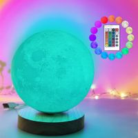 Galaxy Moon Lamp Kids Night Lights USB Rechargeable LED Planet Lamp Remote & Touch Control 16 Colors Home Decor Gifts Moon