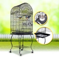Bird Parrot Cage - Elegant Dome Top, Lacework & Curve Legs Design - Black