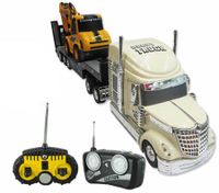 Remote Control Cream Coloured Heavy Truck and Remote Control Yellow Front Shovel Truck Set with Dual Joystick Steering - 1:32 Scale