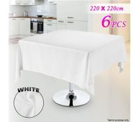 6 Piece White Square Tablecloth Set-220cmx220cm