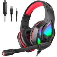 Gaming Headphones with Noise Canceling Mic, Stereo Bass Surround Sound,Compatible with PC, Laptop, PS4