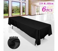6 piece Black Rectangle Tablecloth Set-220cmx380cm