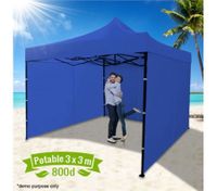 3 x 3 Metre Portable Outdoor Blue Pop Up Gazebo / Canopy