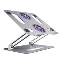 Laptop Stand with Cooling Fan 14-17.3 inches Desk Portable Adjustable Foldable Computer Aluminium Desk Notebook Holder TV bed PC Lapdesk Table Stand -Gray