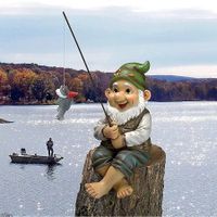 Mini Gnome Fishing Statue Dwarf Elf Figurines Garden Funny Lawn Creative Ornament