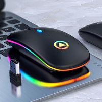 Rechargeable Ultra Thin Colorful Ergonomic Design And Comfortable Shape Wireless Mouse Wireless Optical Gaming Mouse (Black)